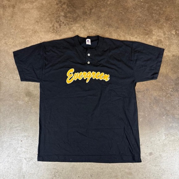 The Unbranded Brand Other - Black vintage 90s russell athletic baseball tee with yellow logo Men's large